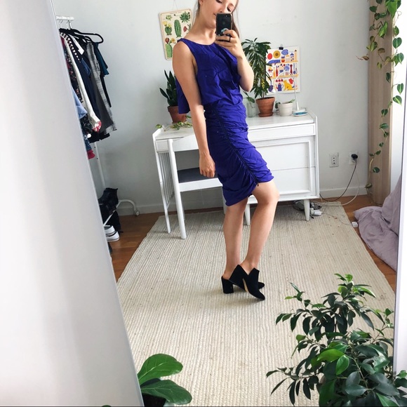 BCBG Max Azria Indigo Ruched “Going Out” Dress - Picture 2 of 7